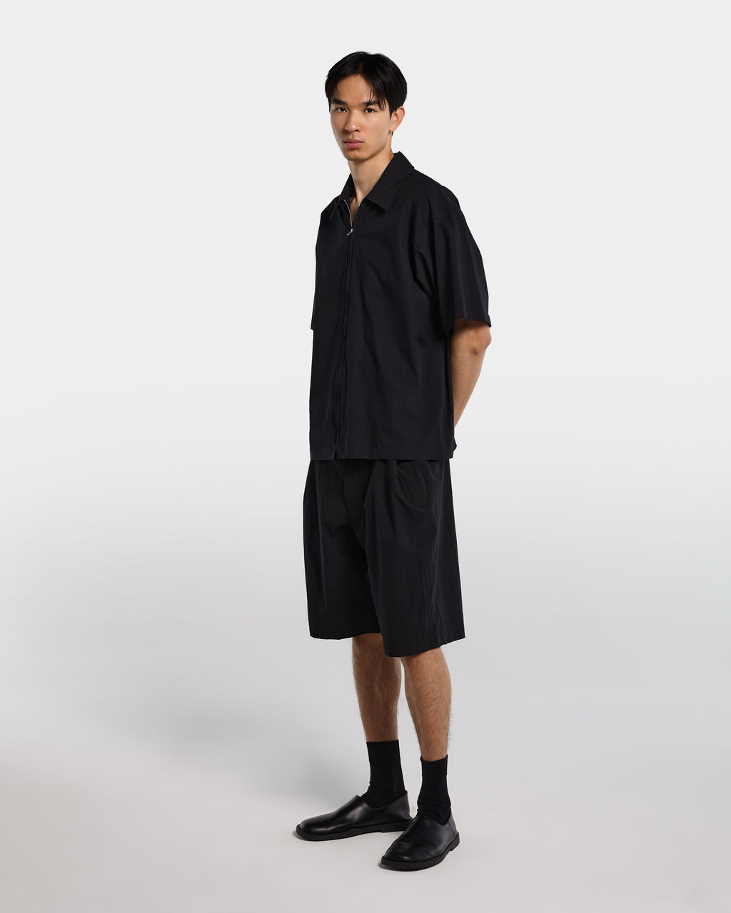Navy blue fresca wool T-shirt with bandana