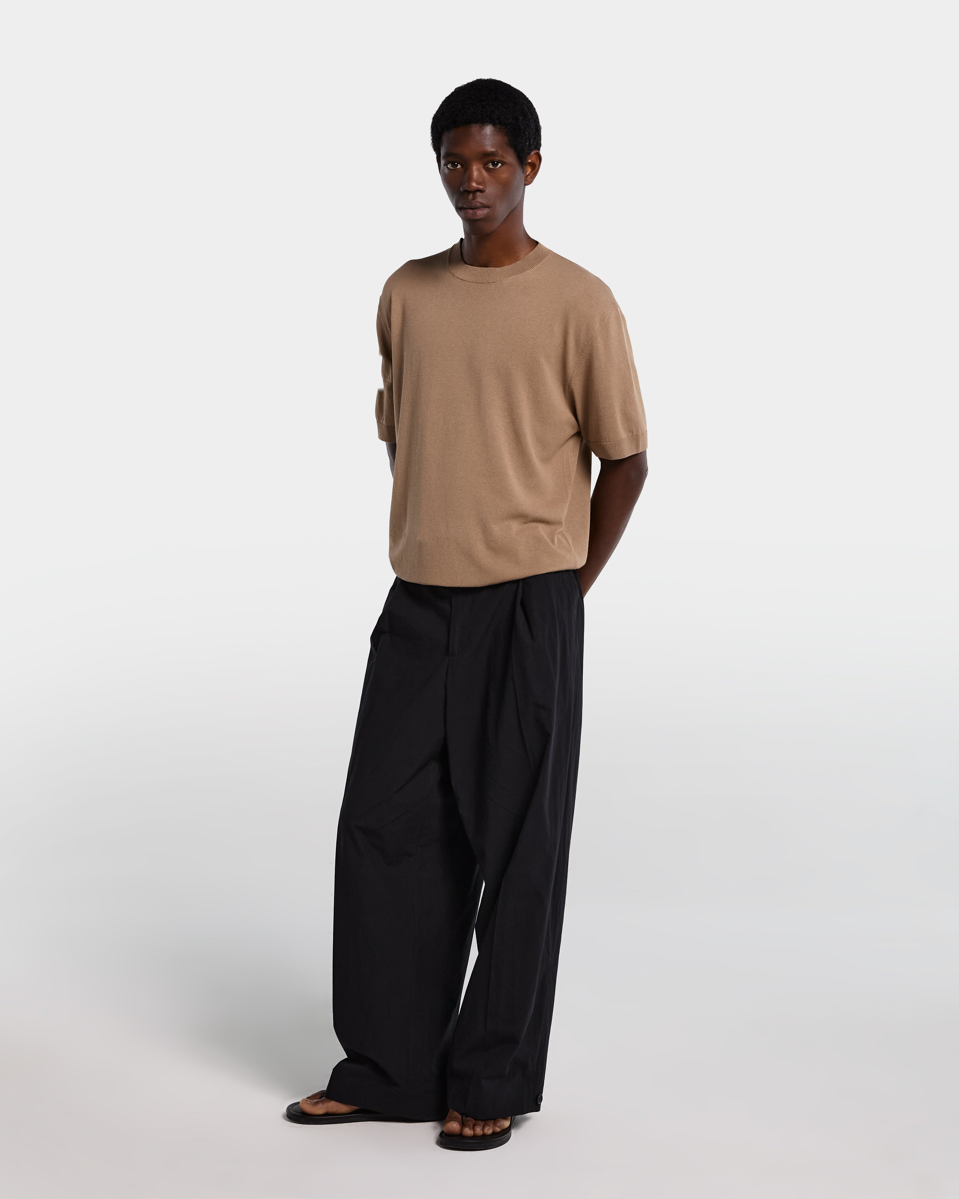 Black cotton poplin trousers