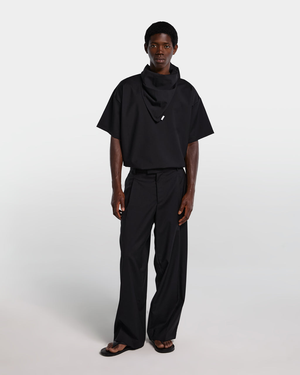 Black trousers in fresco wool
