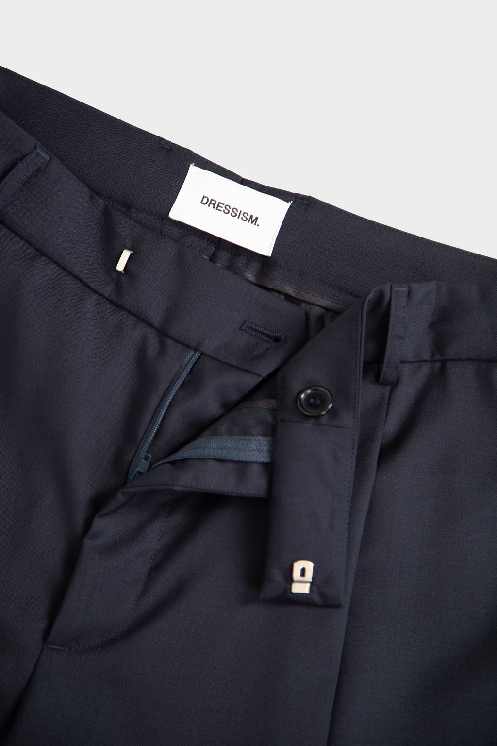 Navy blue frescolana trousers with adjustable waist