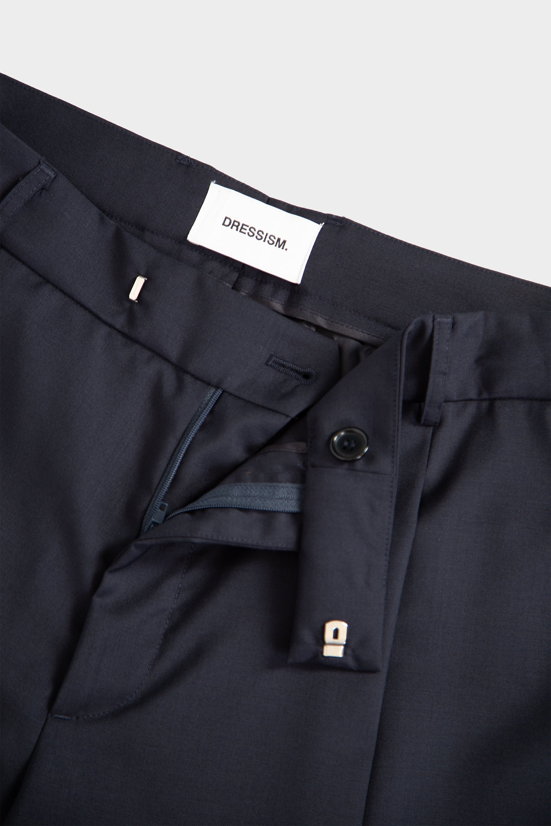 Navy blue frescolana trousers with adjustable waist