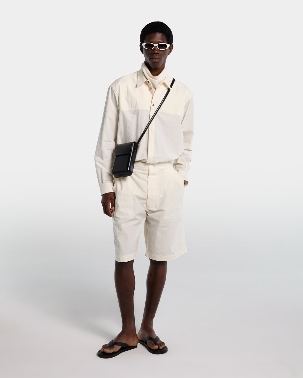 CHEST CUT OVERSHIRT-Cream
