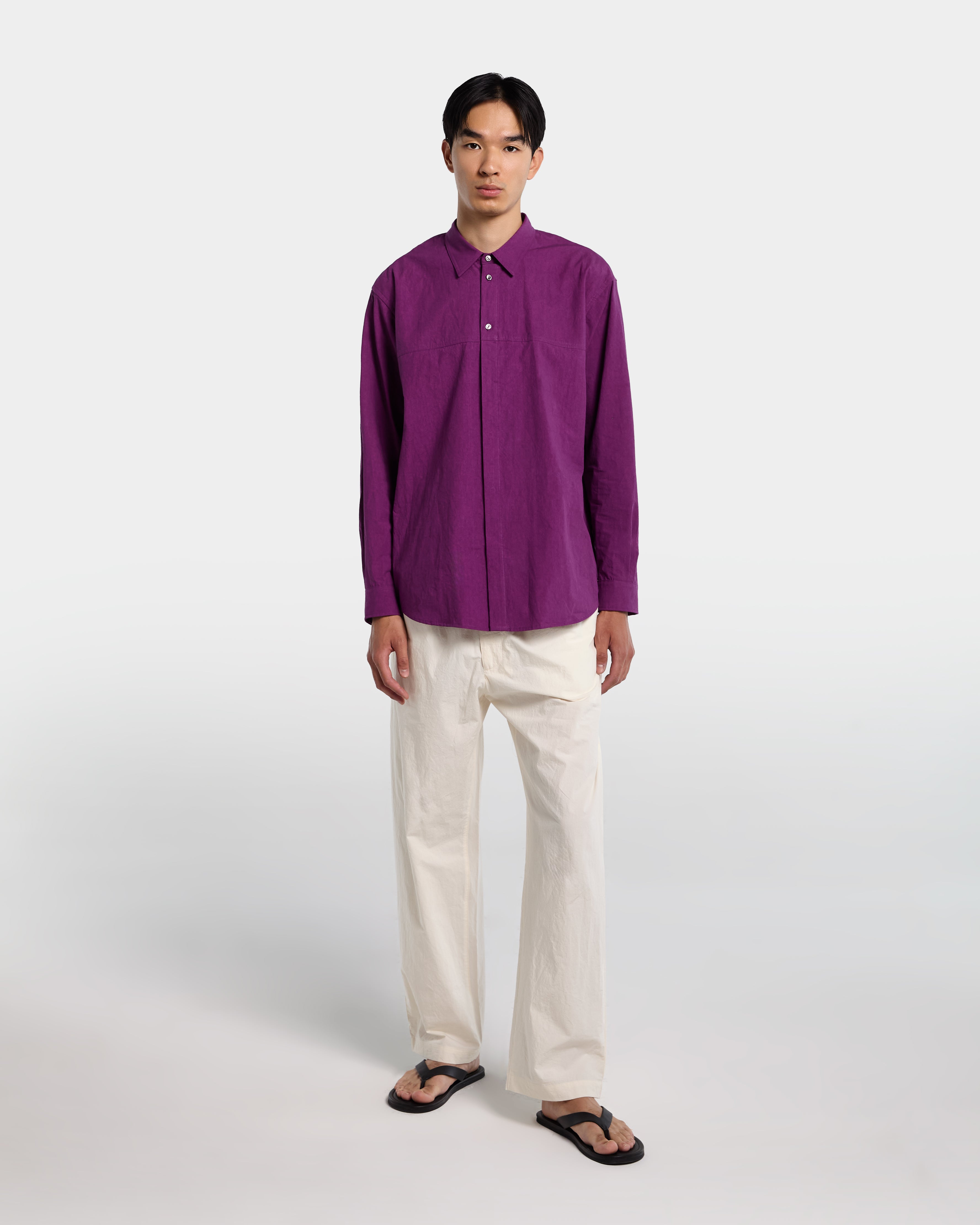 Cyclamen cotton poplin overshirt