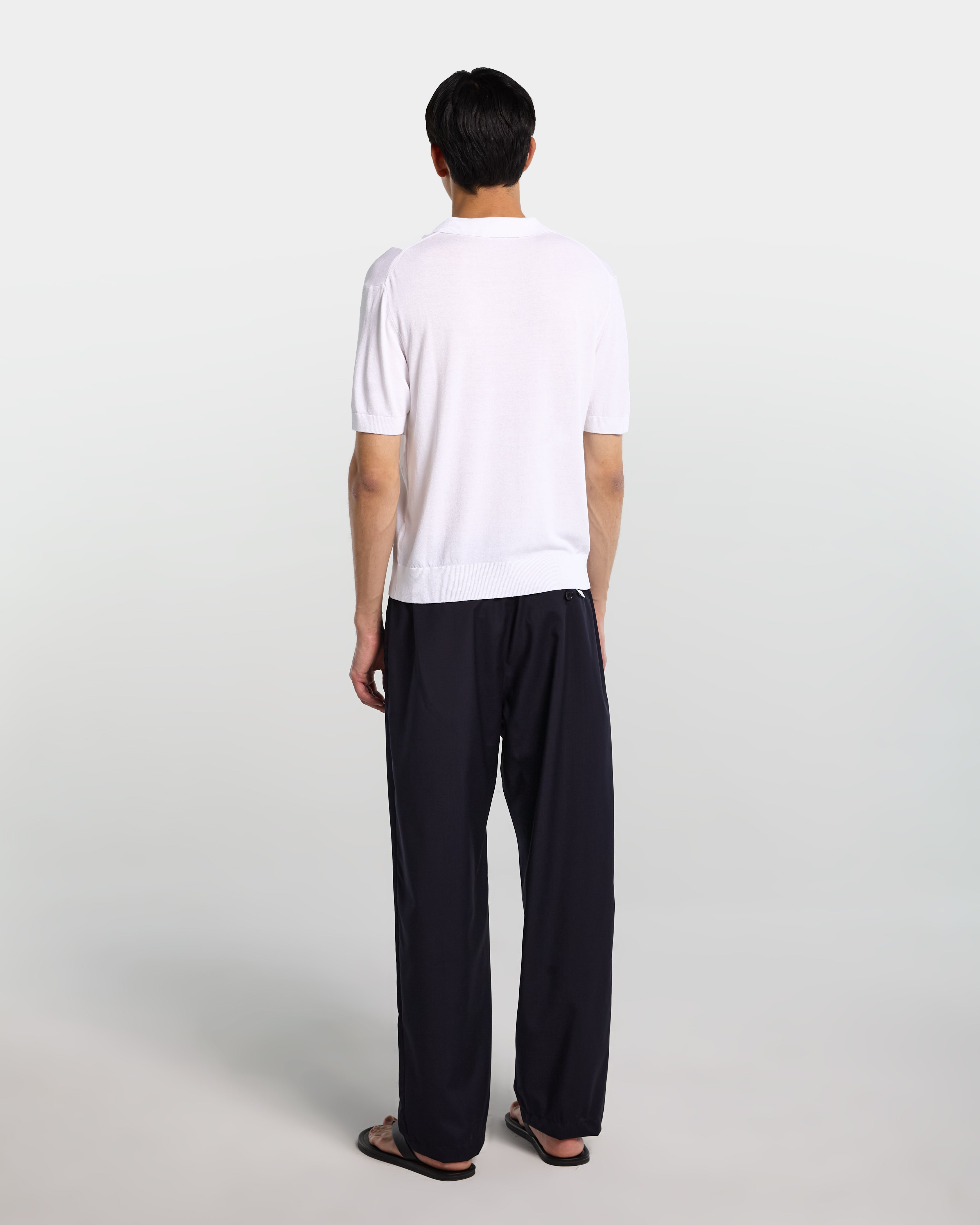 White viscose knitted polo shirt