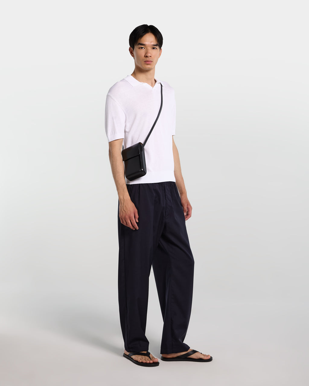 White viscose knitted polo shirt