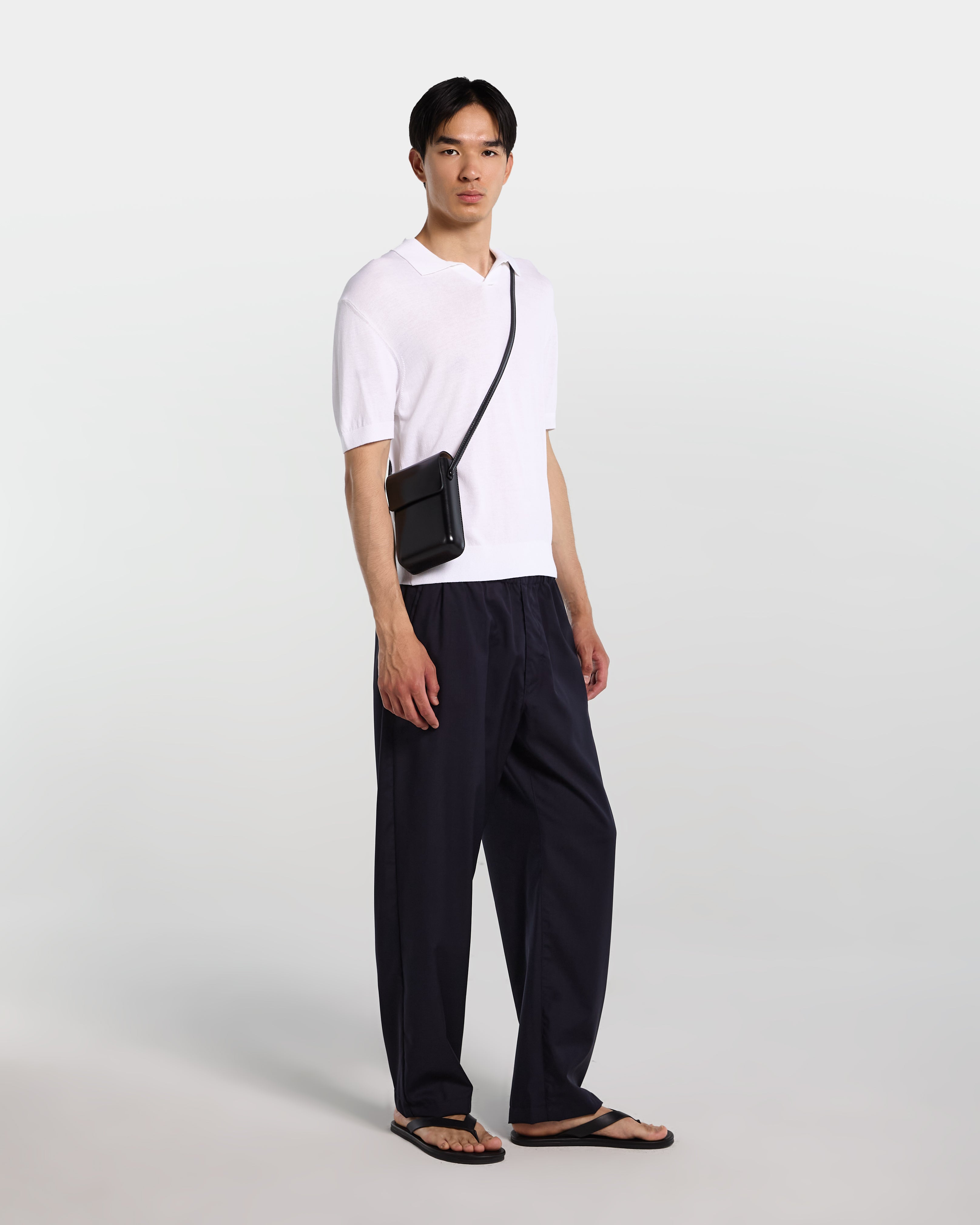 White viscose knitted polo shirt