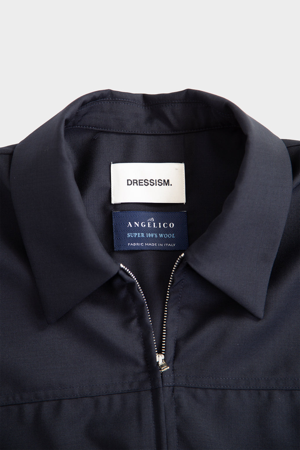 Navy blue fresco wool shirt with zip